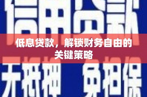南化低息贷款，解锁财务自由的关键策略