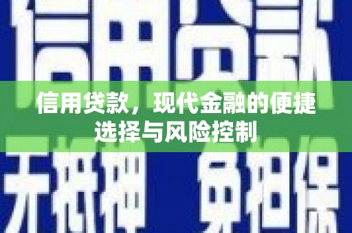 昭平信用贷款，现代金融的便捷选择与风险控制